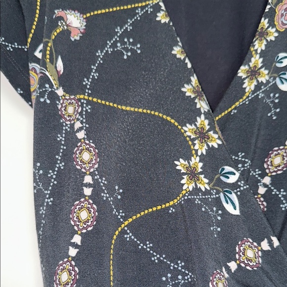 LOFT DarK grey floral wrap dress - Picture 8 of 10